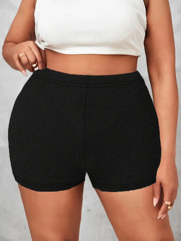 Skeleton-Print High-Waisted Edgy Yoga Shorts-Black