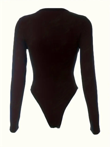 Cutout Buckle Detail Long Sleeve Bodysuit