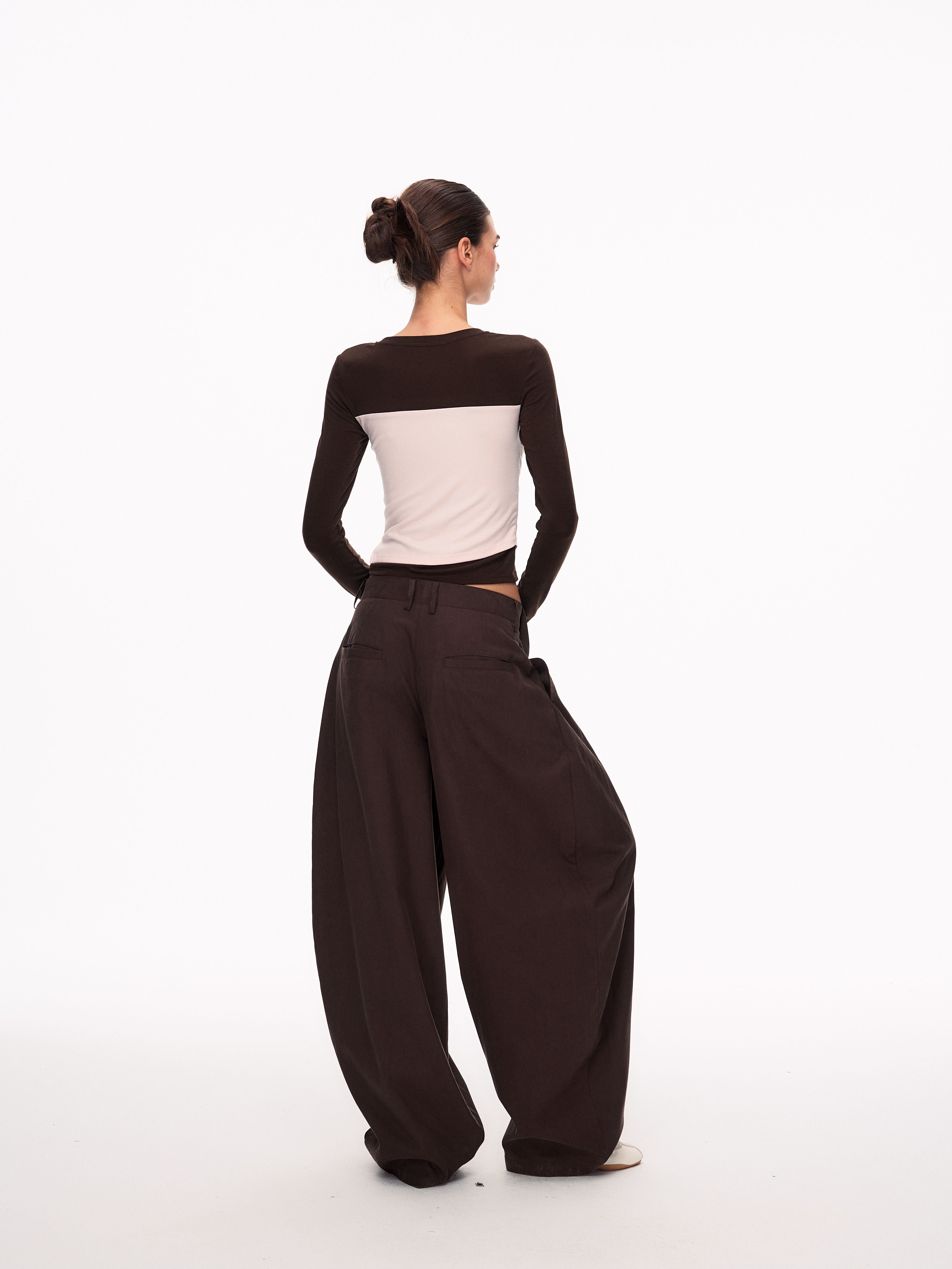High Waisted Pleated Wide Leg Trousers