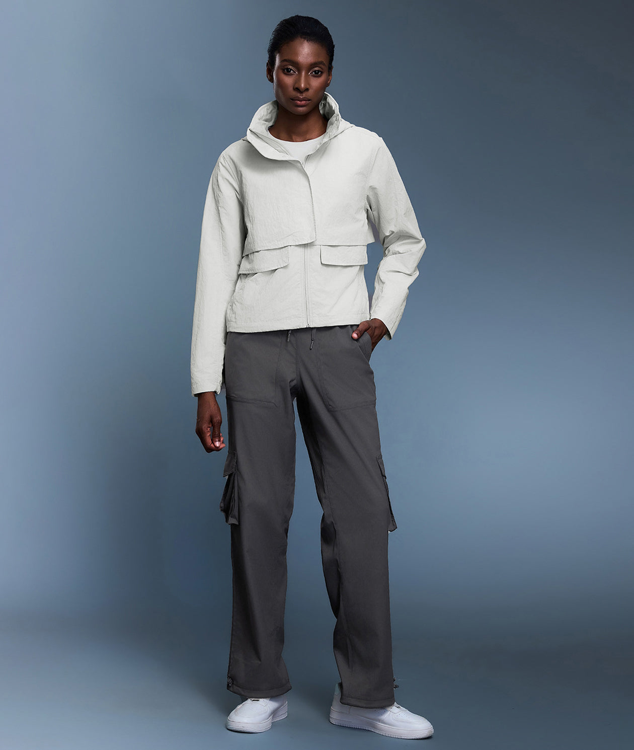 Split-Shoulder Hood Design Active Windbreaker Jacket-Brown