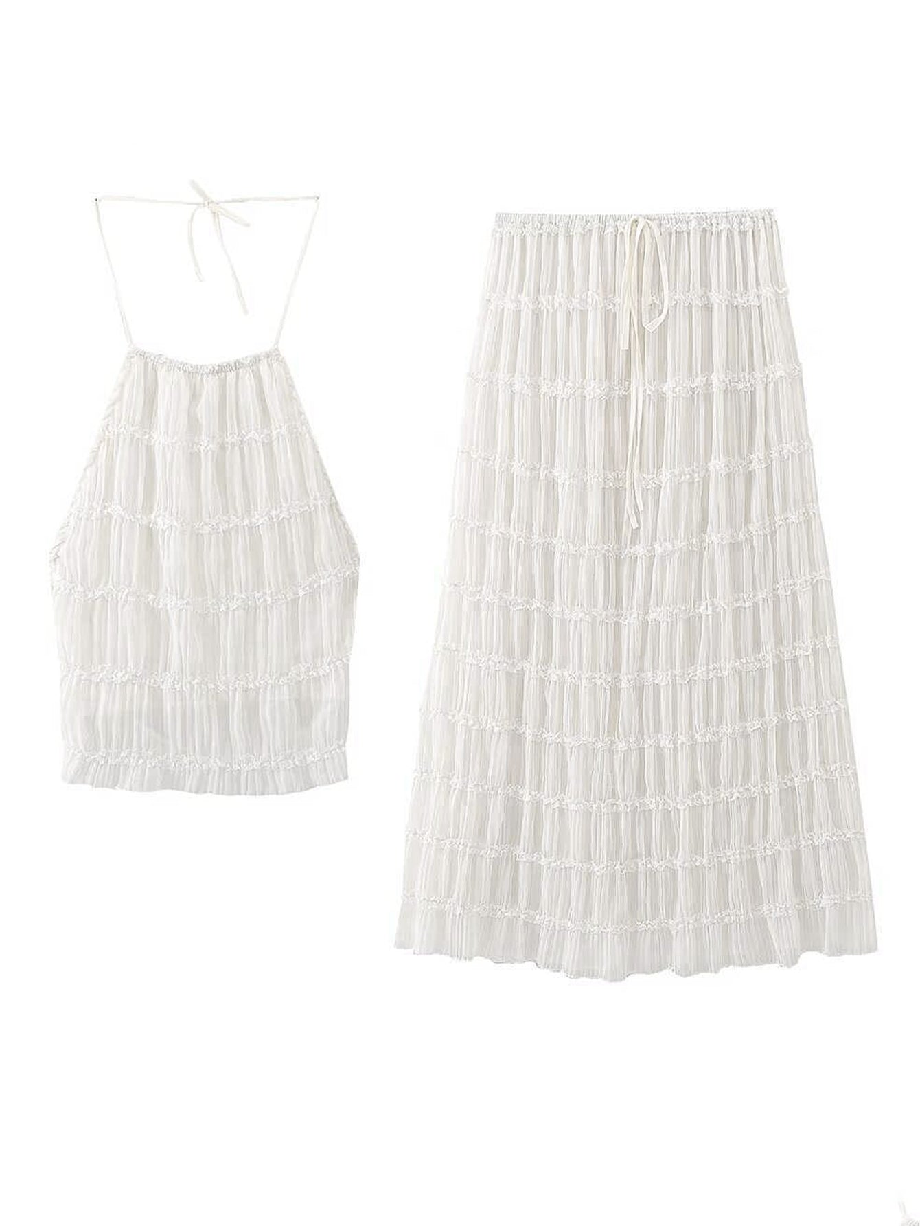Halter Neck Ruffled Skirt Set