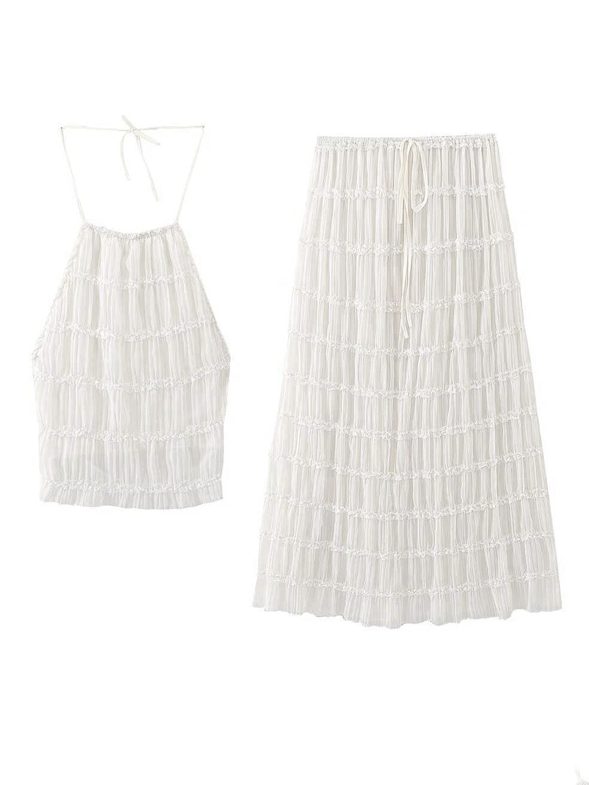 Halter Neck Ruffled Skirt Set