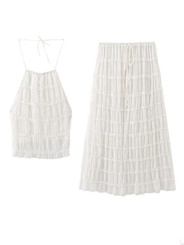 Halter Neck Ruffled Skirt Set