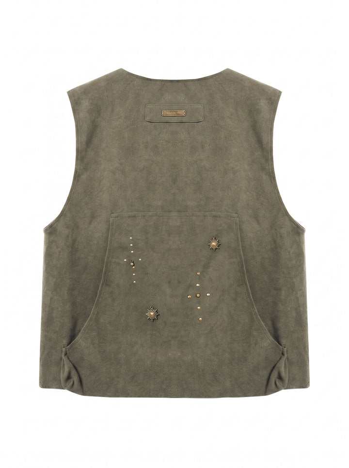 Studded Suede Utility Vest