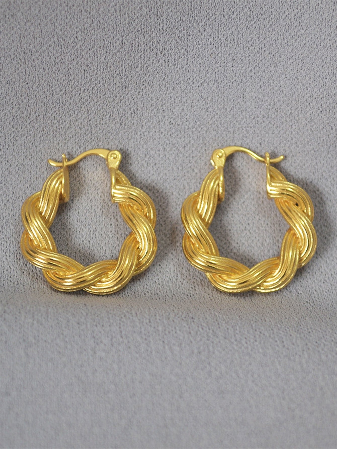 Chunky Twisted Gold Hoop Earrings