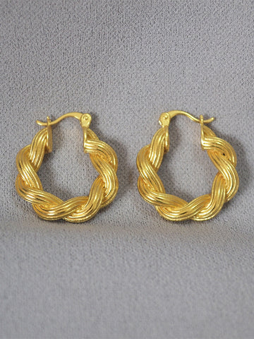 Chunky Twisted Gold Hoop Earrings