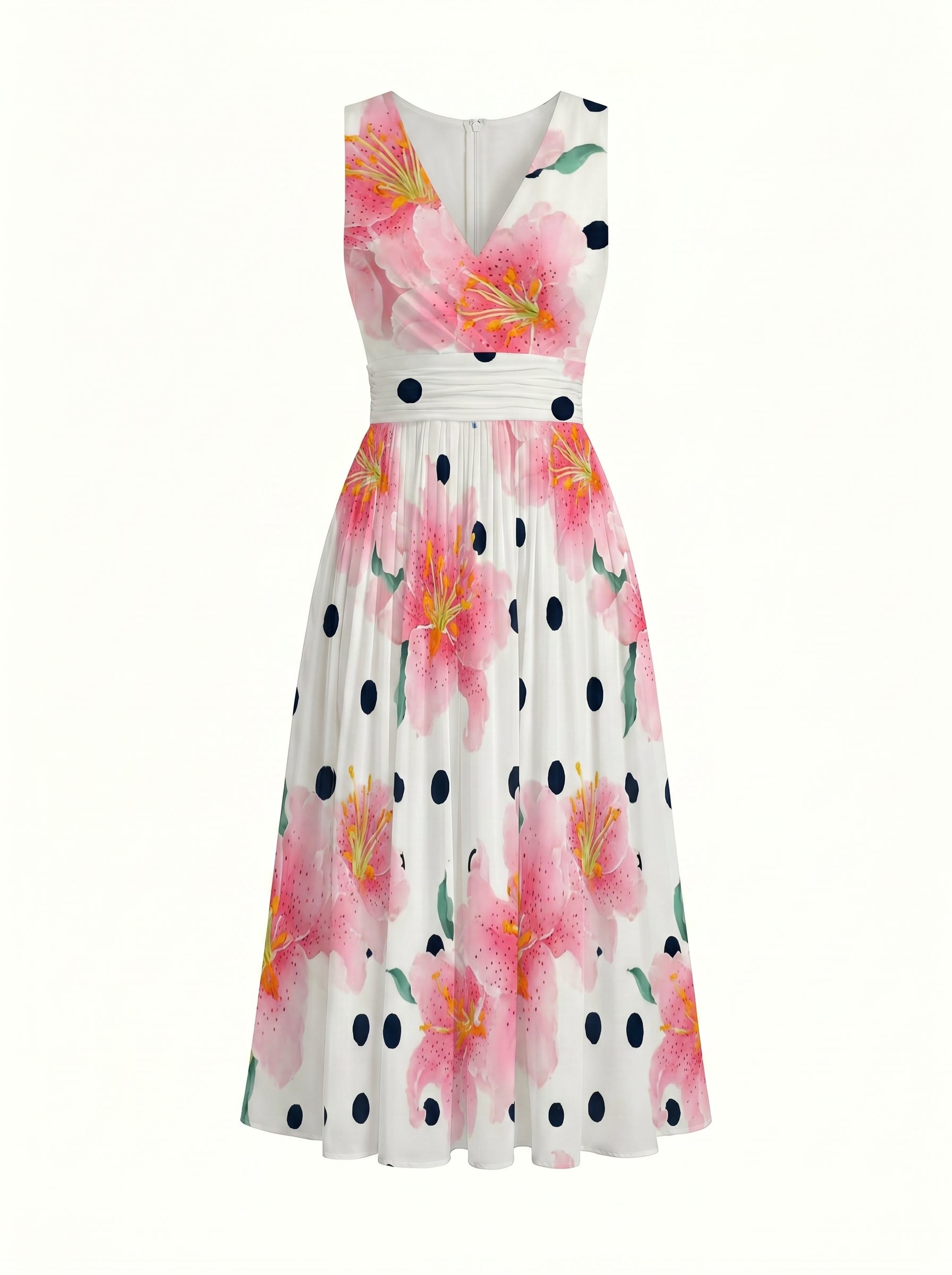 CORINNE
Floral Print V Neck A Line Midi Dress