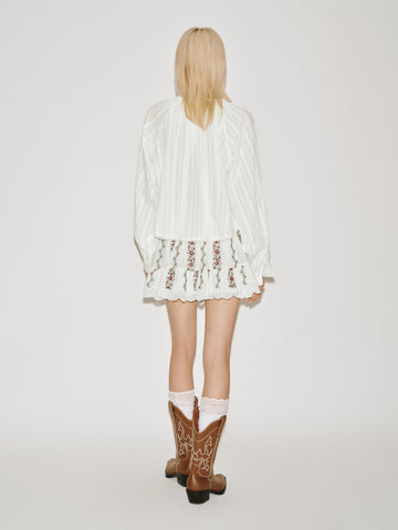 Urban Revivo Floral Embroidered Pleated A-Line Mini Skirts
