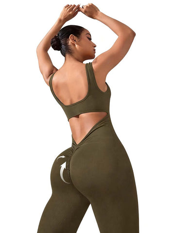 Sculpting Backless Flare Leg Jumpsuit