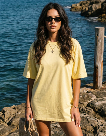 Oversized Eyelet Detail T-Shirt Dress