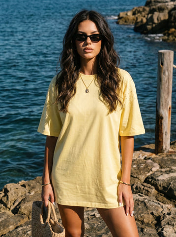 Oversized Eyelet Detail T-Shirt Dress
