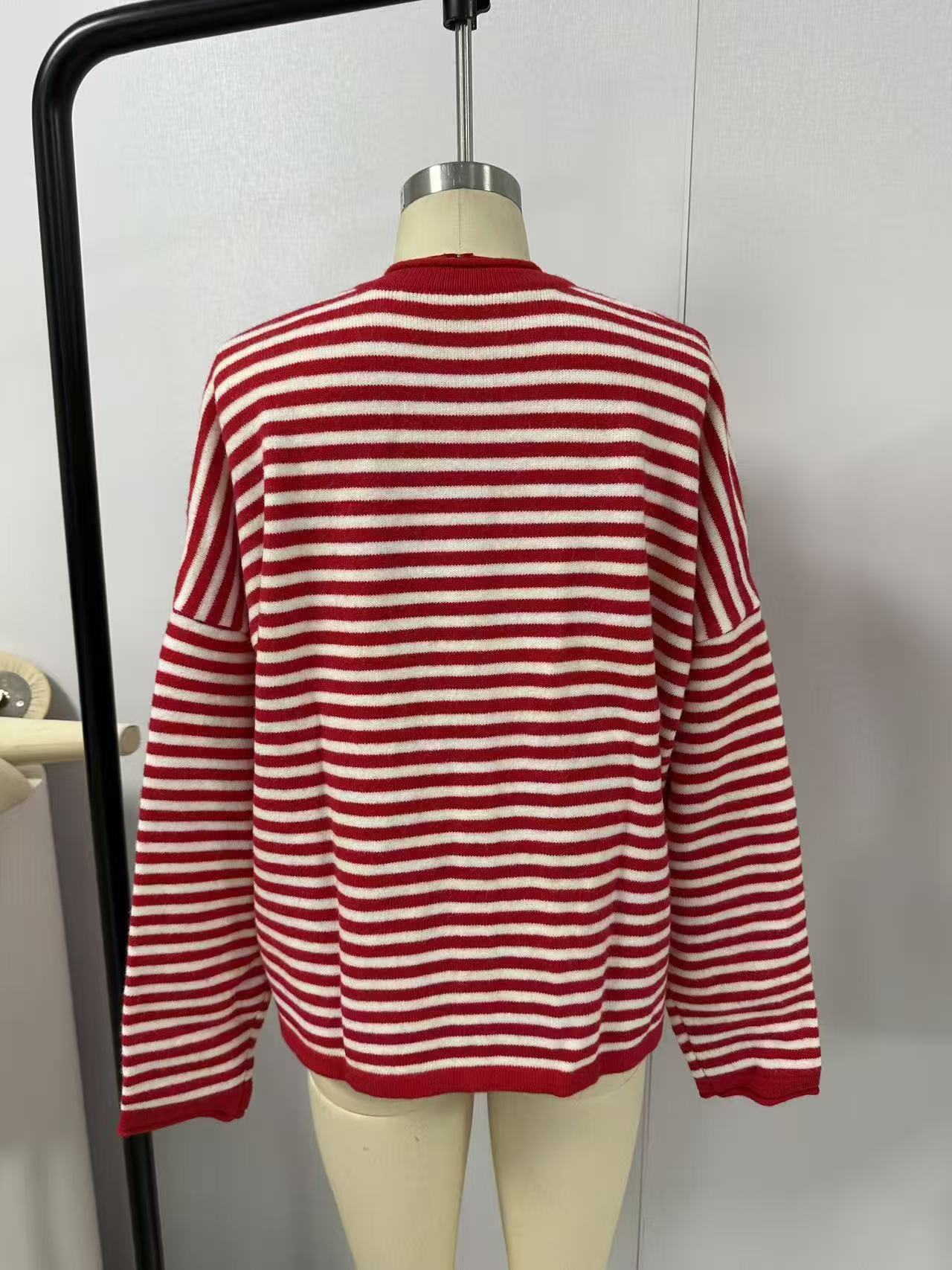 Oversized Striped Button Down Cardigan
