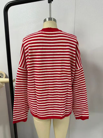Oversized Striped Button Down Cardigan