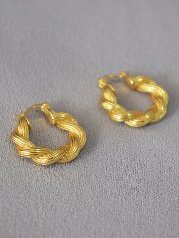 Chunky Twisted Gold Hoop Earrings