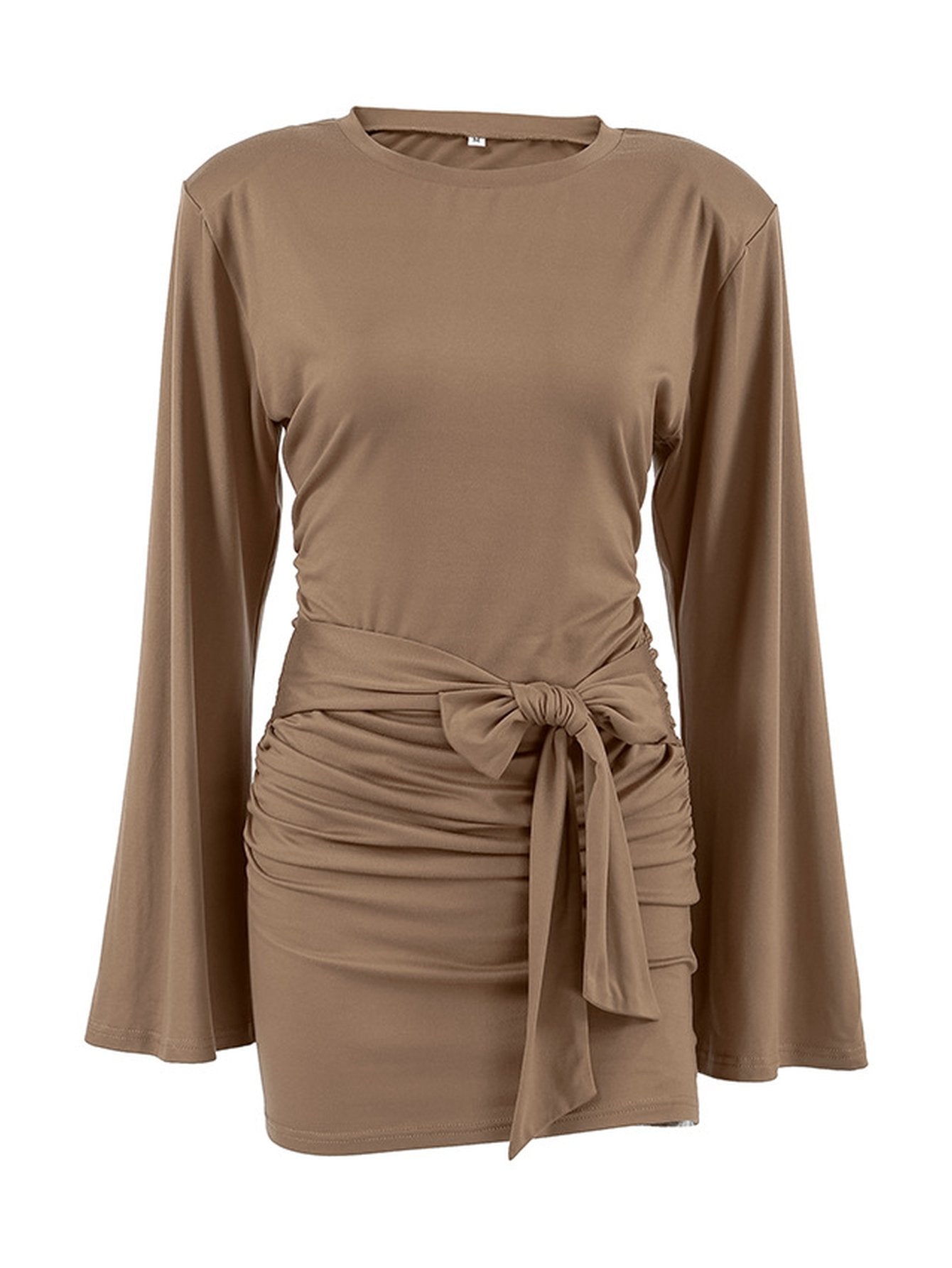 Ruched Tie Waist Mini Dress
