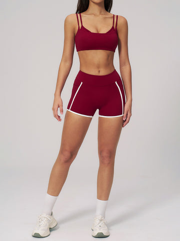 High Waisted Contrast Trim Yoga Shorts