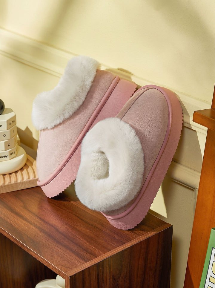 Cozy Plush Platform Suede Ankle Boots