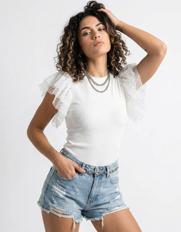 Layered Polka Dot Mesh Sweater