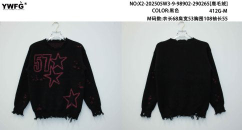 Distressed Graphic Star Oversized Sweater