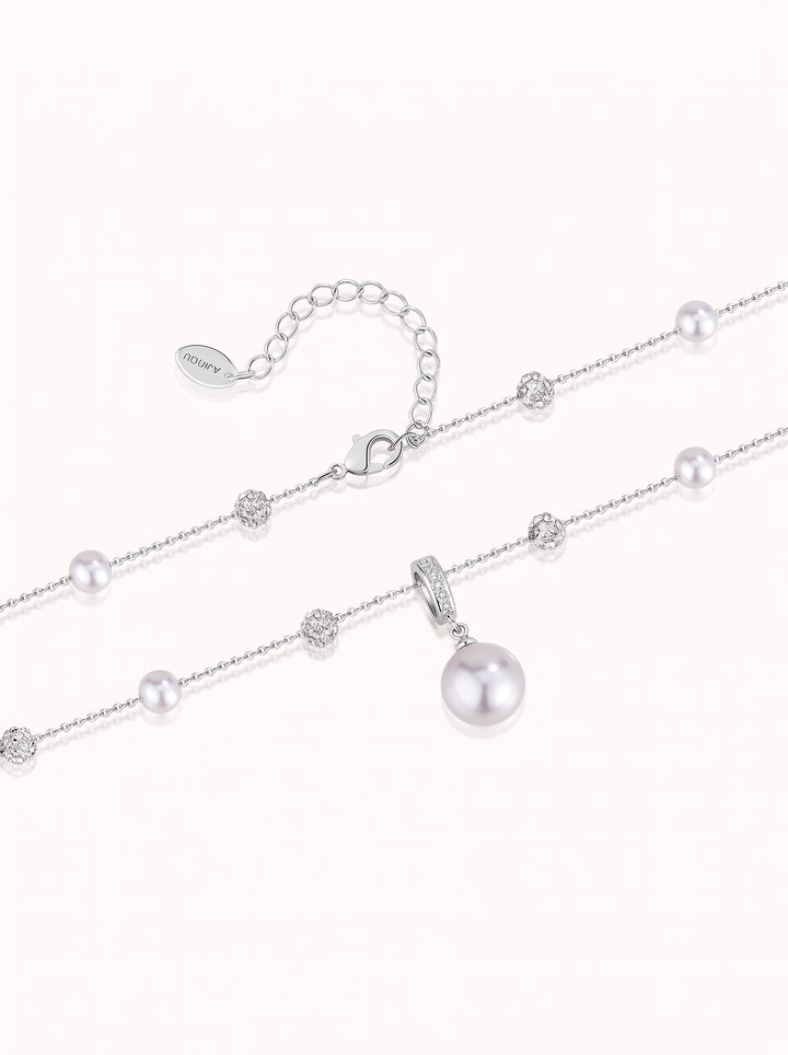 Elegant Dainty Pearl Station Necklace
