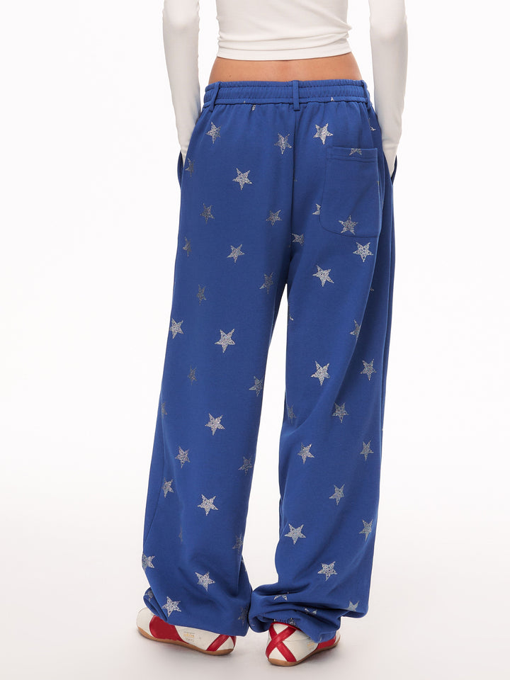 Sparkly Star Print Baggy Sweatpants