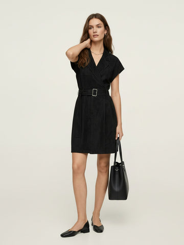 V-neck Black Mini Dress