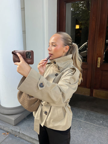 Oversized Cropped Double Breasted Trench Coat