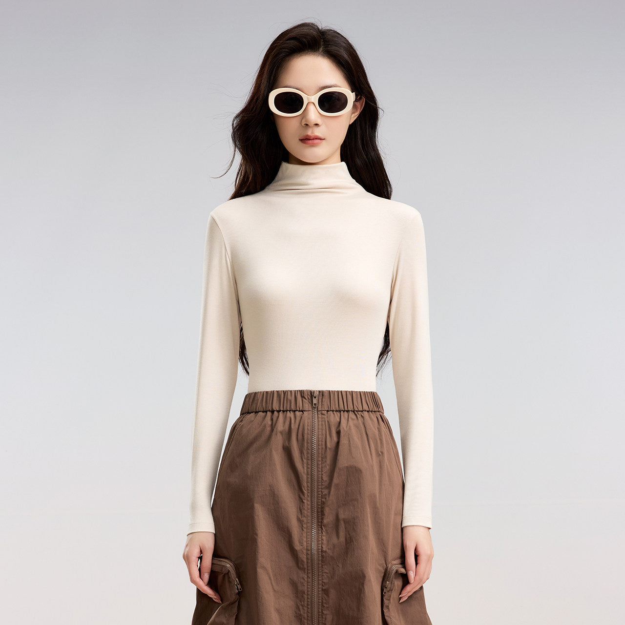 Soft Slim Fit Turtleneck Lounge Top