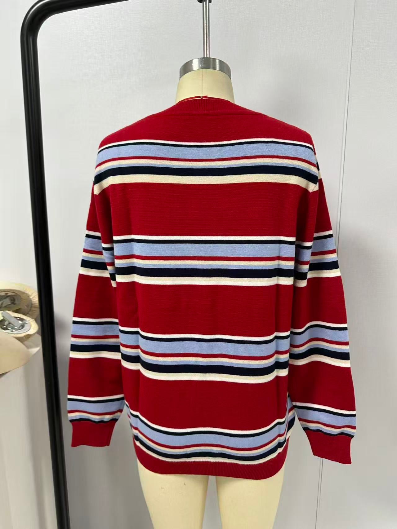 Casual Striped Crewneck Knit Sweater