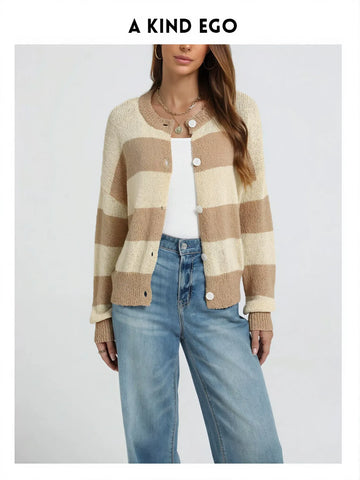 Cozy Striped Button Down Cardigan
