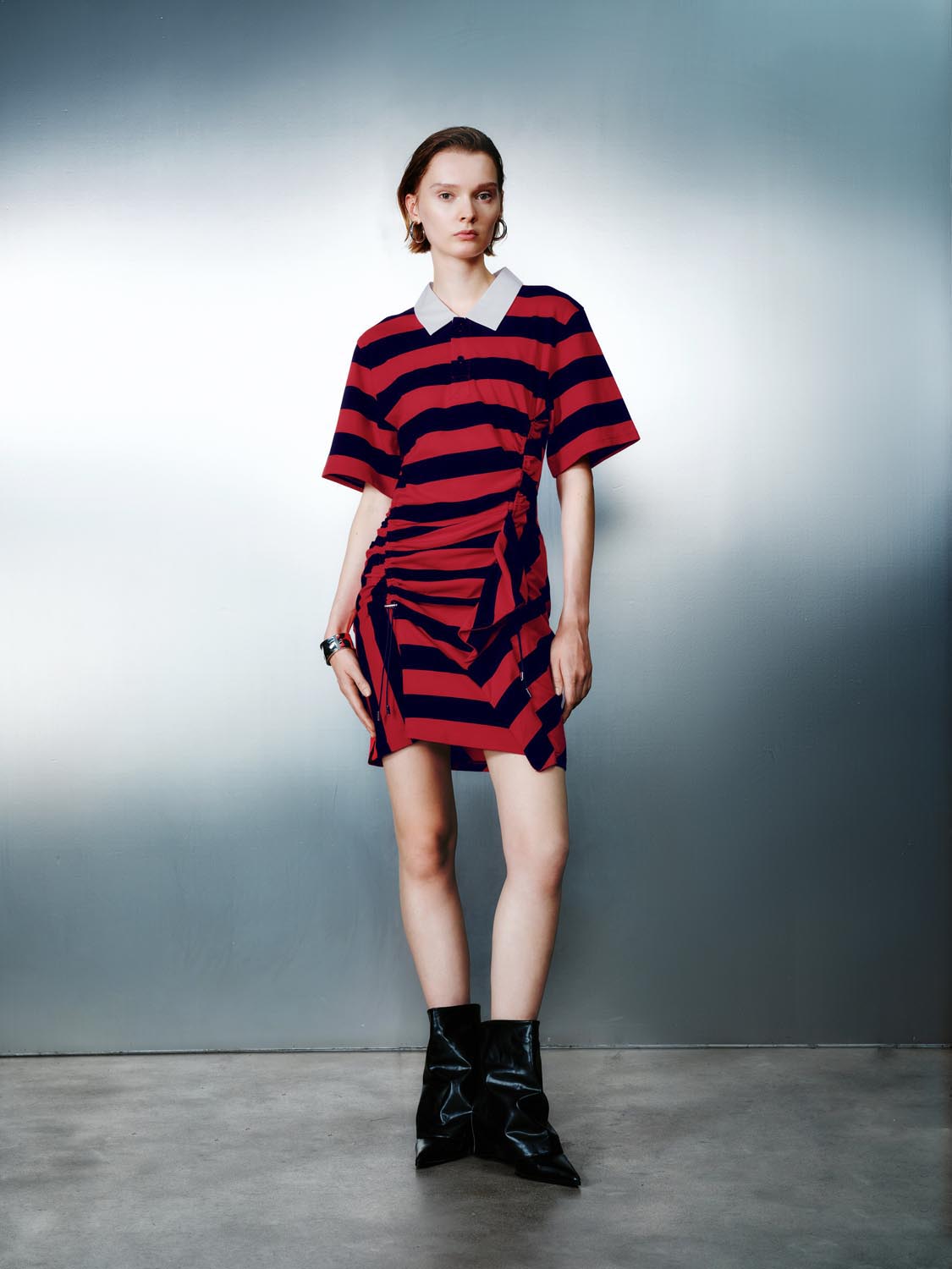 Urban Revivo Striped Irregular Hem Straight Dresses-Red Stripes