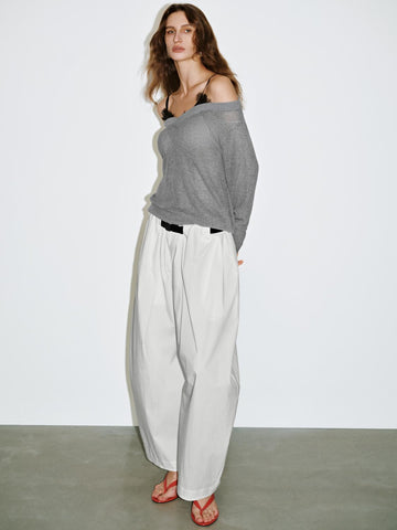 Urban Revivo Lace Décor Knitted T-Shirts-Grey