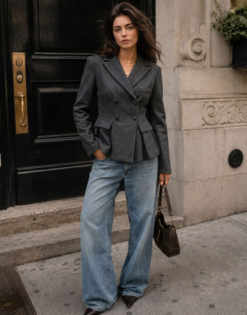 Tailored Peplum Double Breasted Blazer