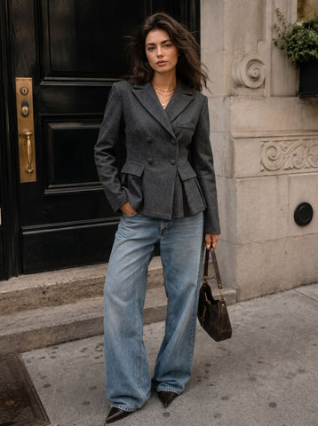 Tailored Peplum Double Breasted Blazer