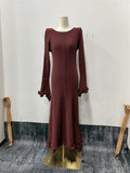 Flared Sleeve Ribbed Knit Dress