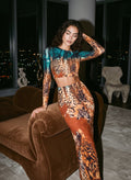 Mixed Leopard Print Maxi Skirt Set