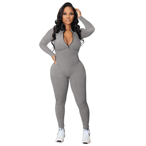 Slim Fit Zip Up Jumpsuit
