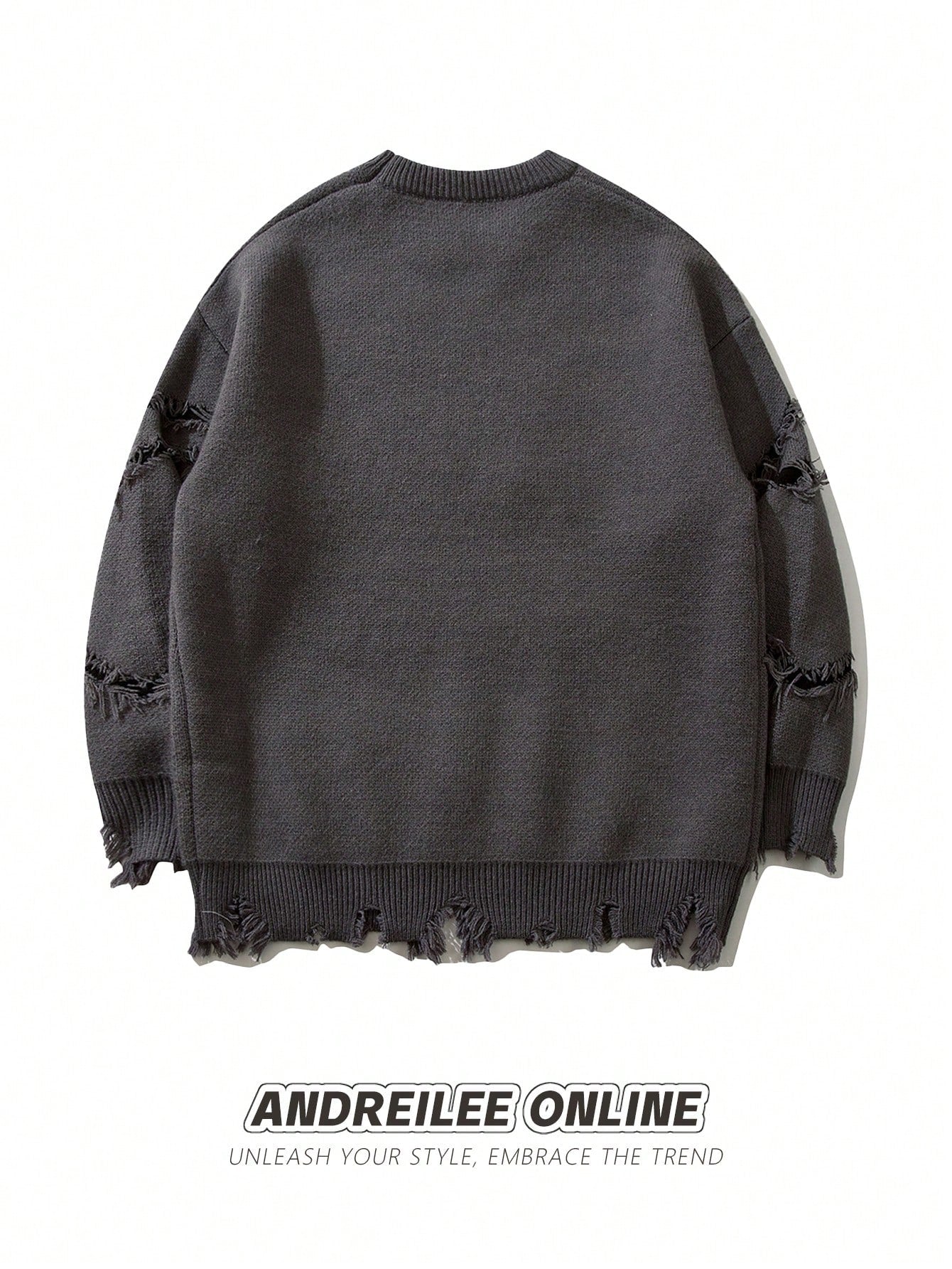 Distressed Oversized Graphic Knit Sweater
