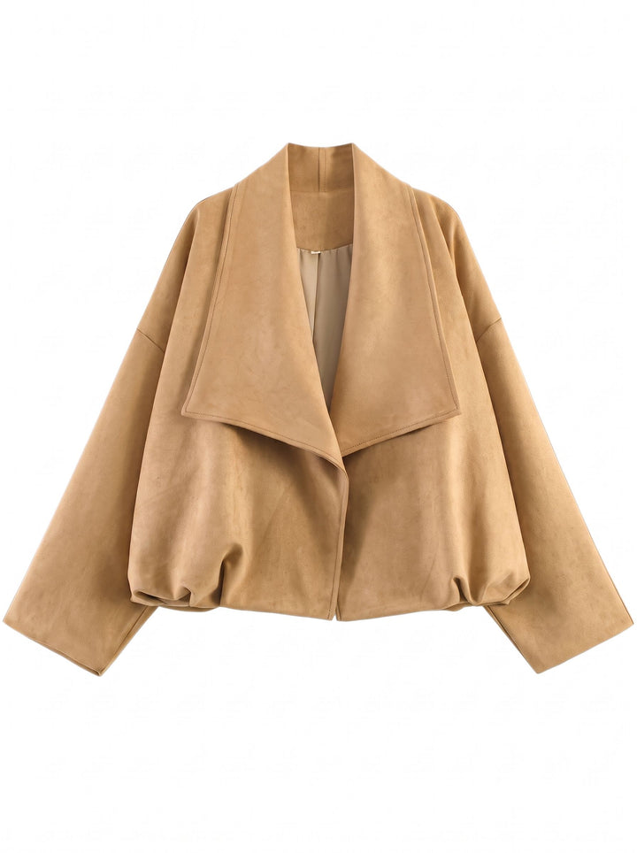 Oversized Suede Drape Front Jacket