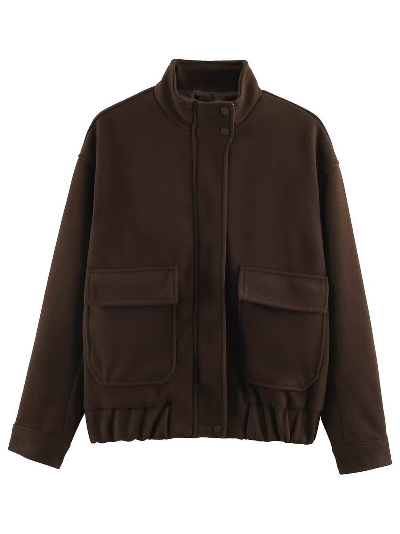 Cozy Fleece Stand Collar Utility Jacket