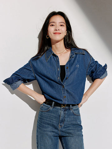 Breathable Moisture Wicking Denim Button Shirt