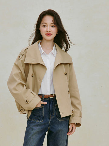 Double Breasted Stand Collar Cotton Jacket