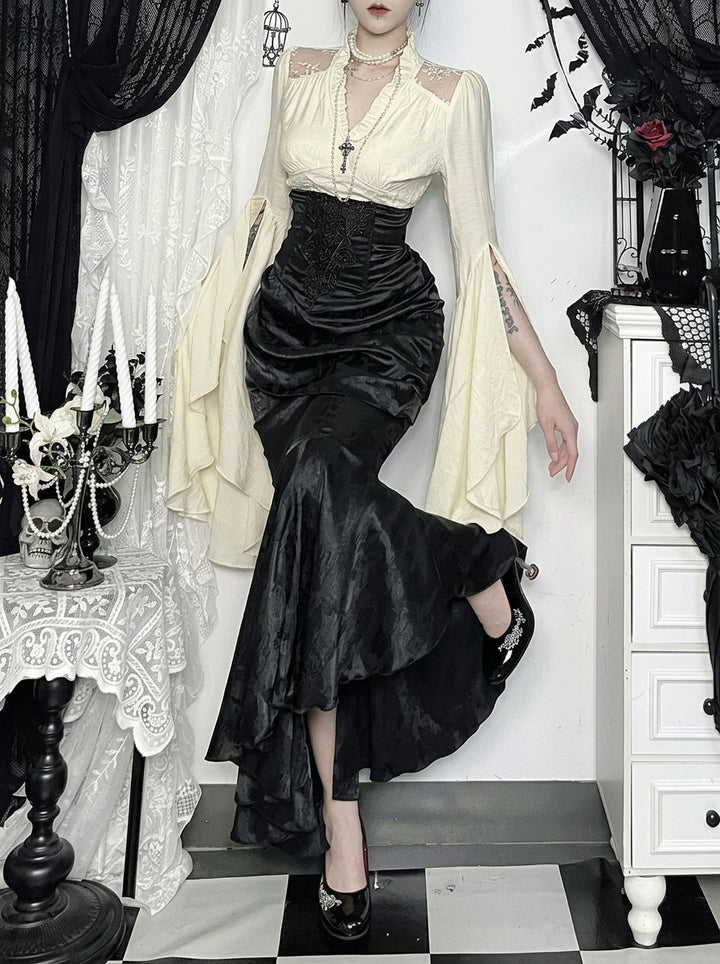 Gothic Corset High Waist Maxi Skirt