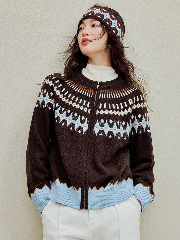 Cozy Fair Isle Zip Cardigan