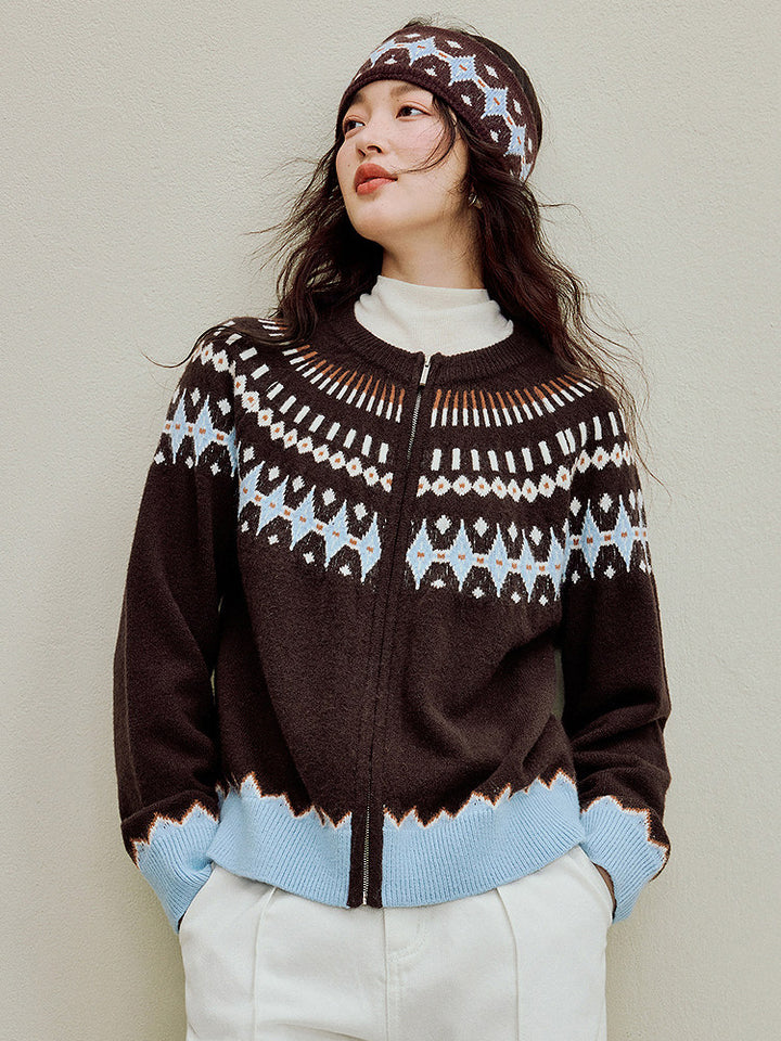 Cozy Fair Isle Zip Cardigan