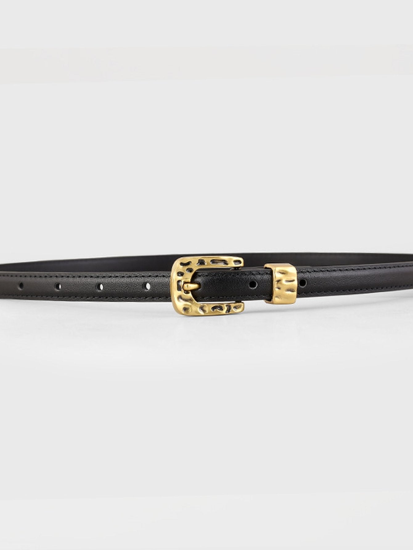 Minimalist Gold Buckle Skinny Belt