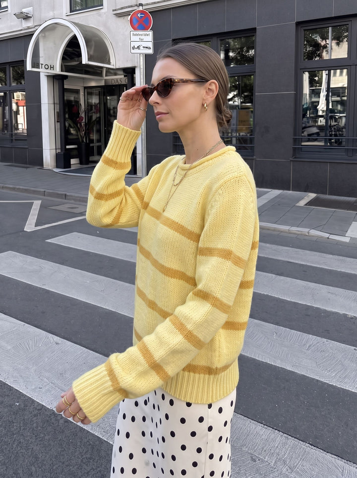 Cozy Striped Crewneck Knit Sweater