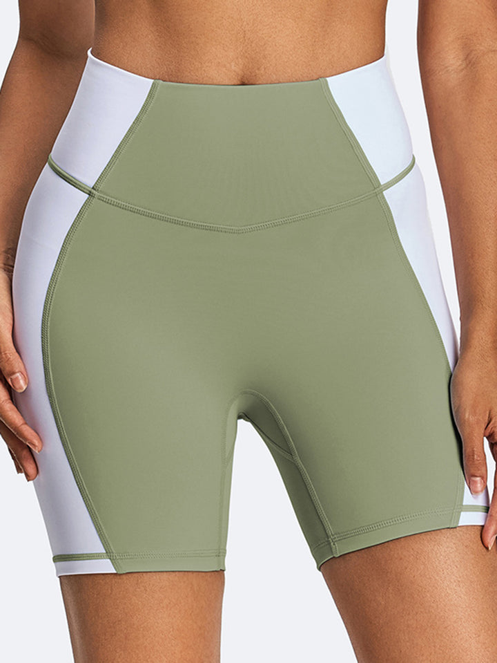 High Waisted Colorblock Yoga Shorts