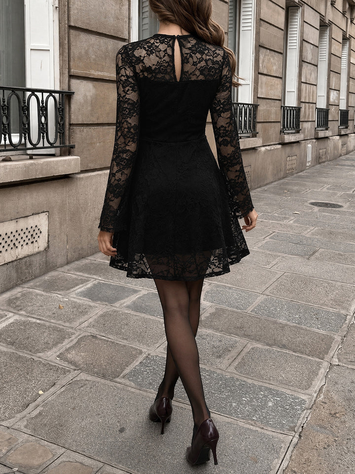Elegant Long Sleeve Lace Mini Dress