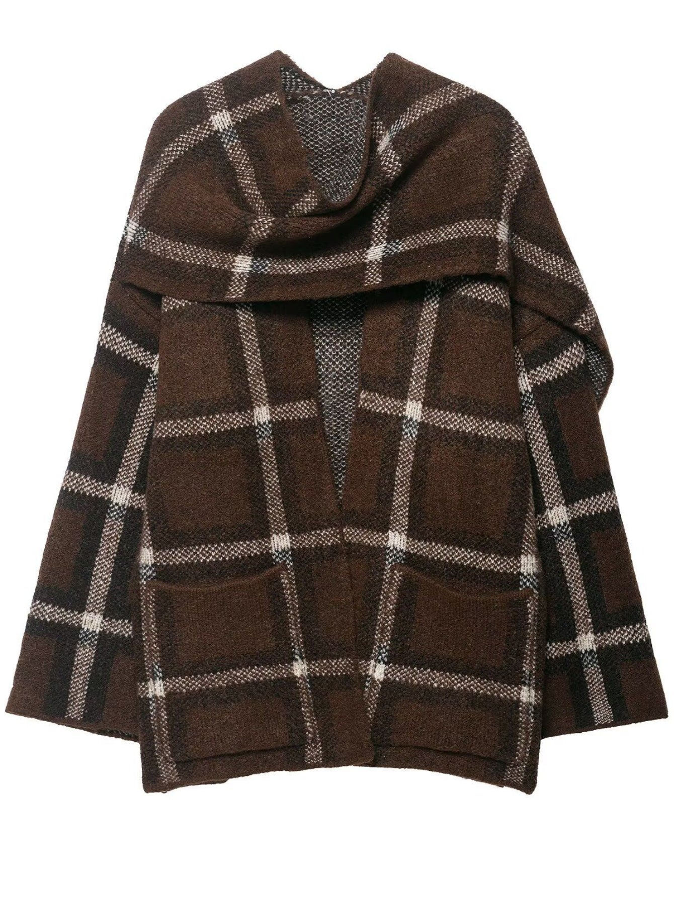 Cozy Plaid Oversized Knit Cardigan